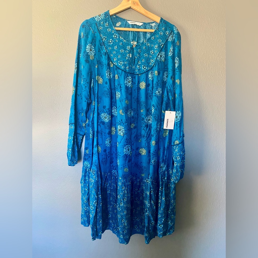 Sonoma Blue Floral Long Sleeve Dress Size 0X